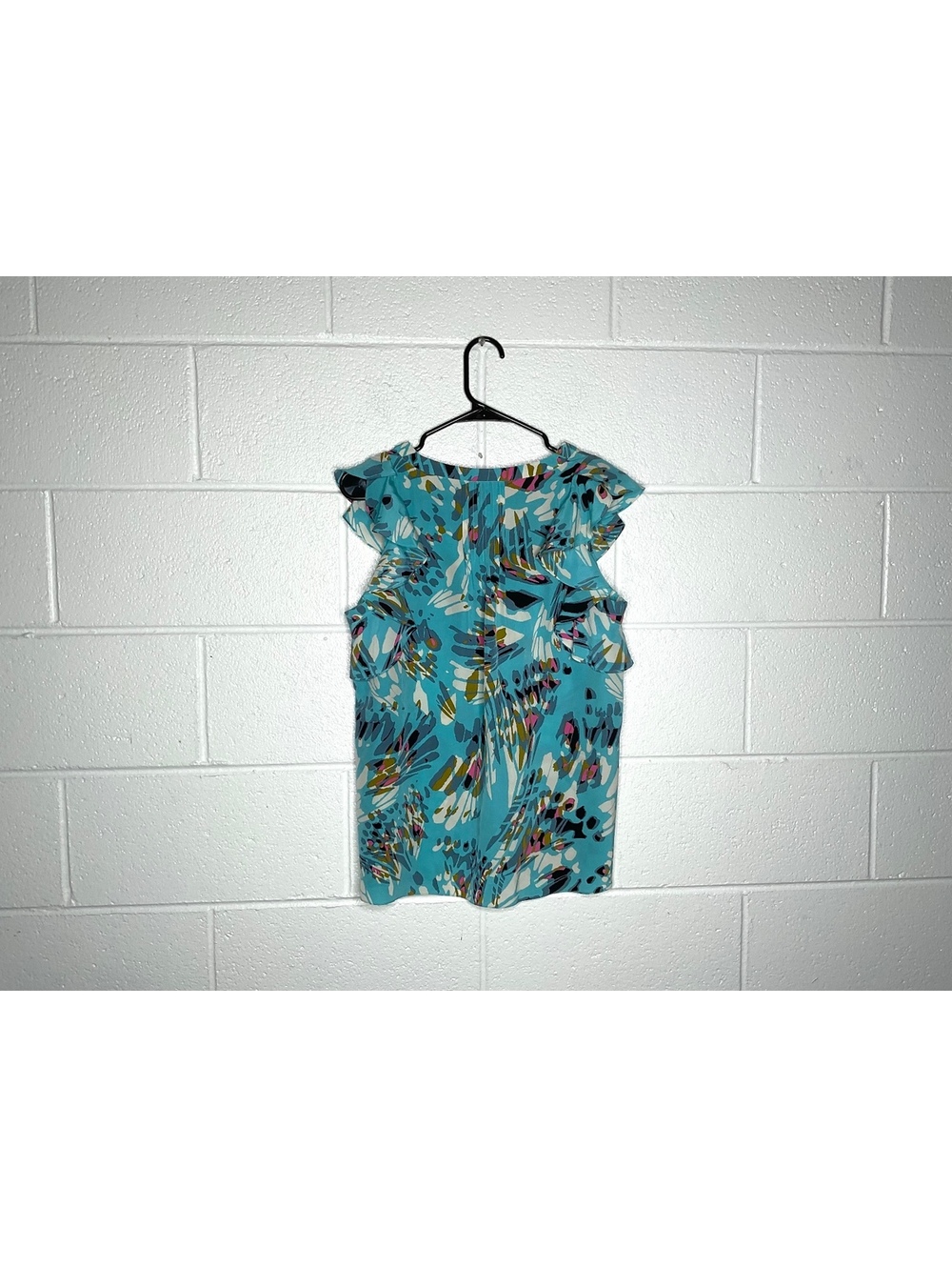 < Tibi New York 100% Silk Abstract Pattern Flutter Sleeve Blouse > - Picture 5 of 6